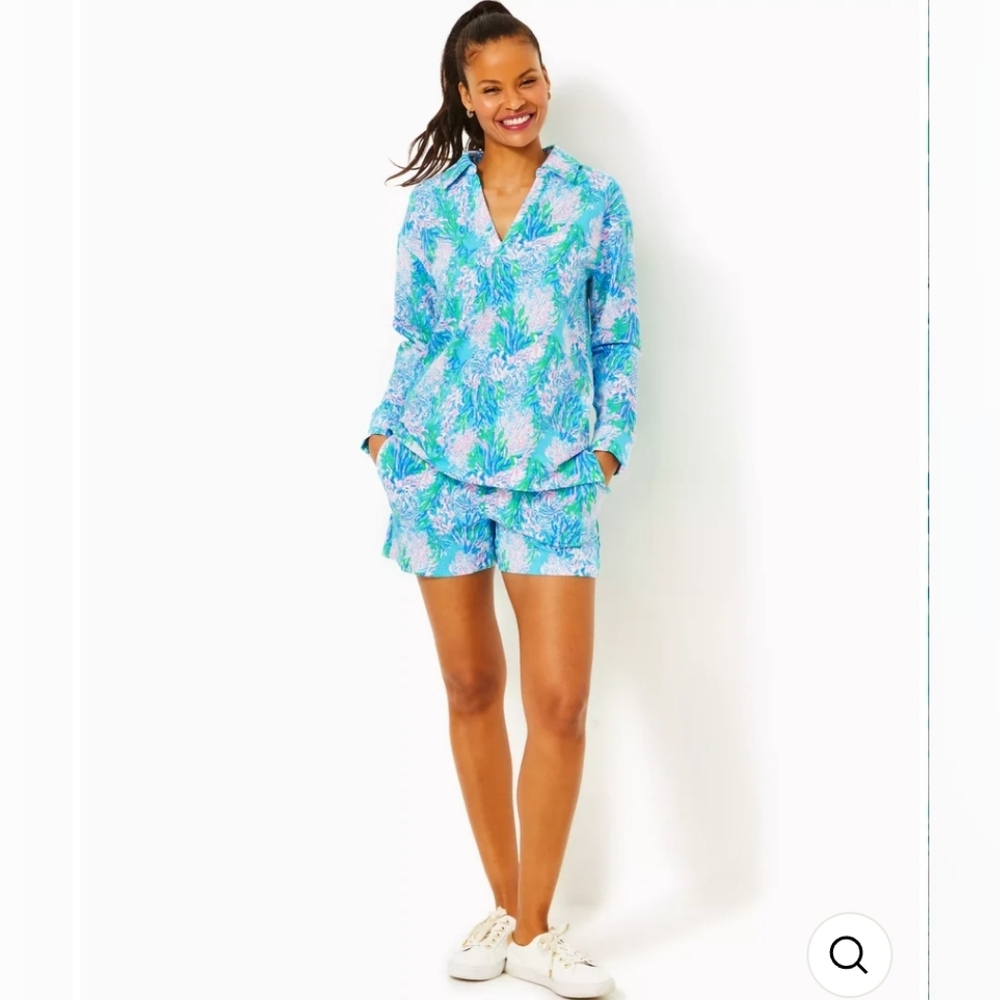 Lilly Pulitzer Clanton Top Las Olas Aqua Strong Current Sea size Small